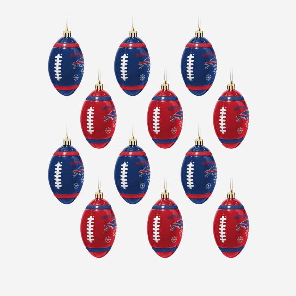 Buffalo Bills NFL 12 Pack Football Ornament Set Discount