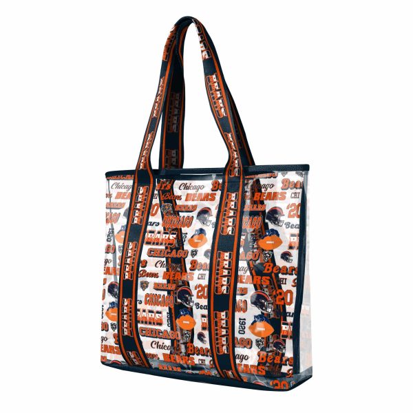 Chicago Bears NFL Repeat Retro Print Clear Tote Bag For Cheap - Image 2