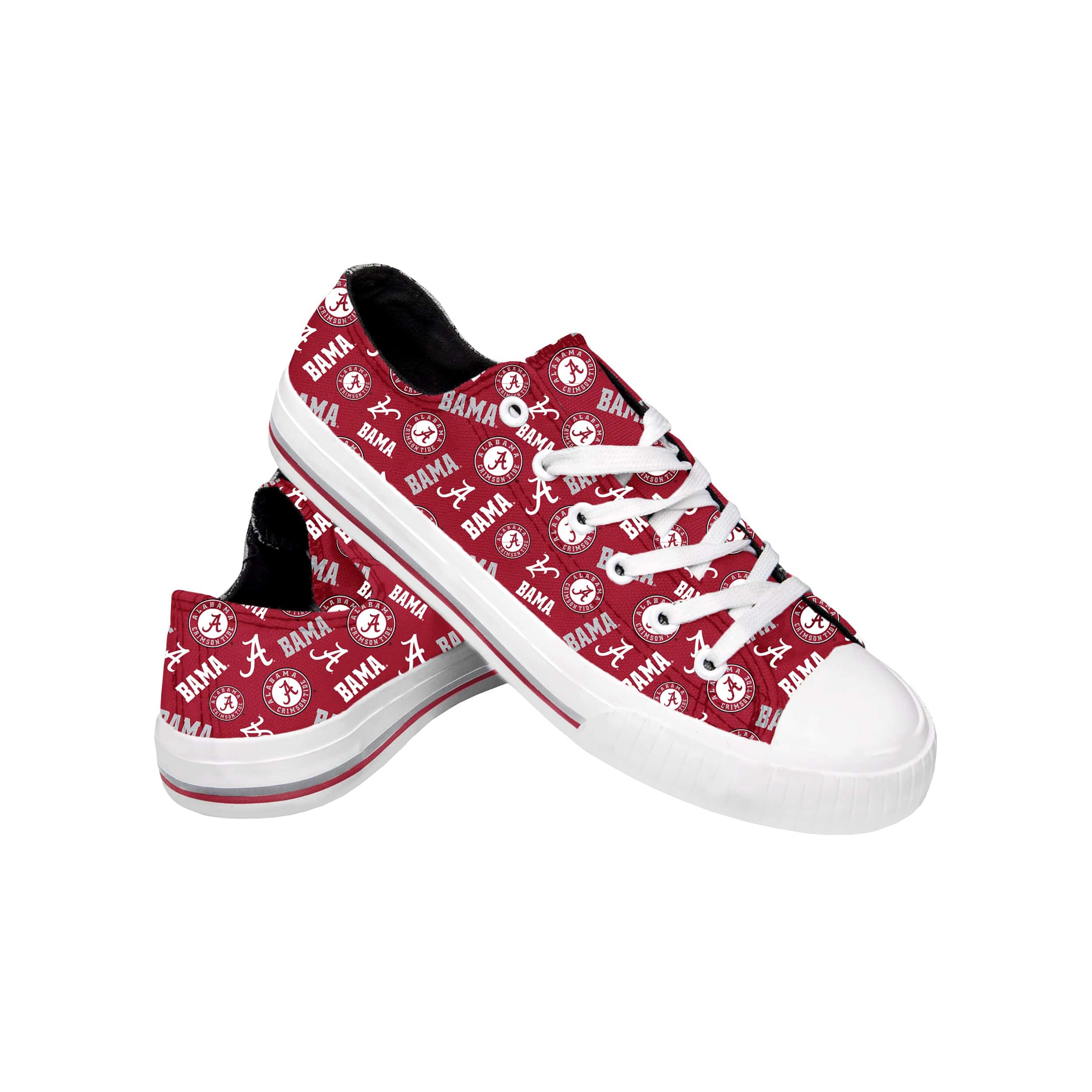 Alabama Crimson Tide NCAA Womens Low Top Repeat Print Canvas Shoes Online now