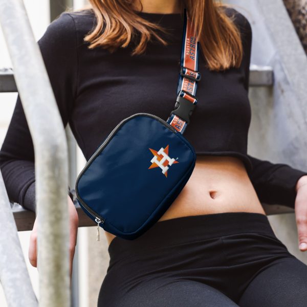Houston Astros MLB Team Wordmark Crossbody Belt Bag For Discount - Image 3