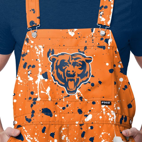 Chicago Bears NFL Mens Paint Splatter Bib Shortalls For Cheap - Image 3