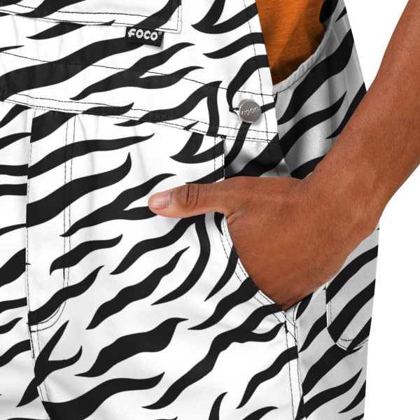 Cincinnati Bengals NFL Mens White Tiger Stripe Thematic Bib Shortalls Supply - Image 5
