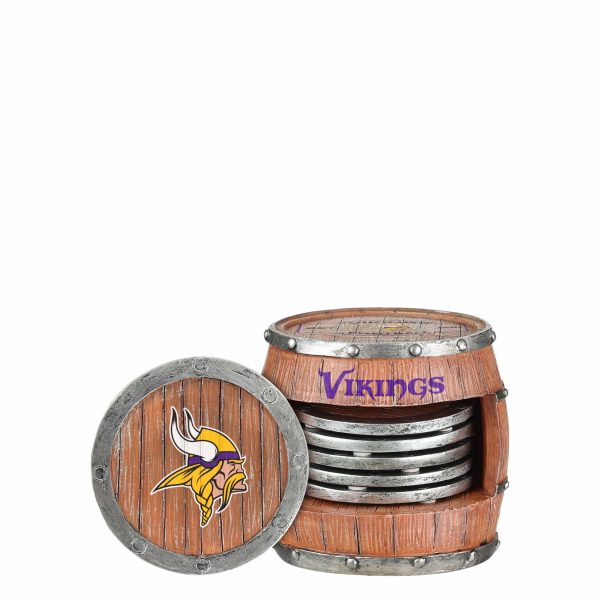 Minnesota Vikings NFL 5 Pack Barrel Coaster Set on Sale