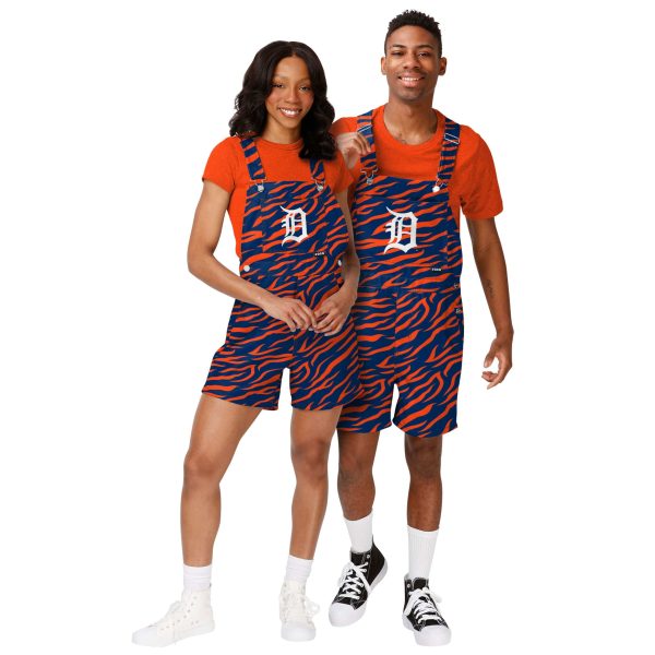 Detroit Tigers MLB Womens Tiger Stripe Thematic Bib Shortalls For Cheap - Image 3