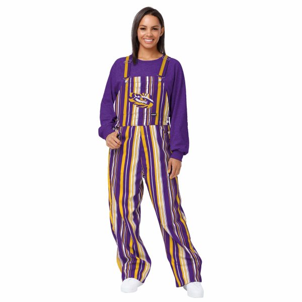 LSU Tigers NCAA Womens Hyper Stripe Bib Overalls Online