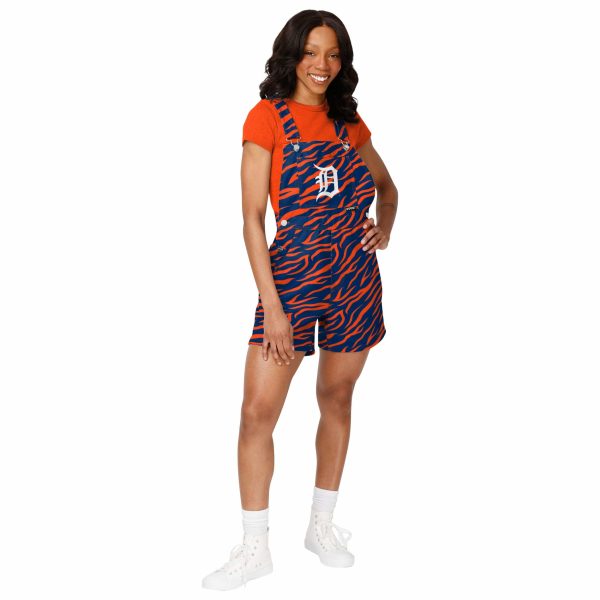 Detroit Tigers MLB Womens Tiger Stripe Thematic Bib Shortalls For Cheap