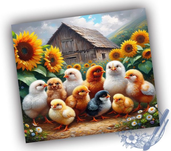 Silkie Chicken Tumbler, Country Chicken Design, Sunflower Tumbler Wrap, 20oz Skinny Tumbler, Sublimation PNG, Chicken Coop Decor, Farmhouse Drinkware on Sale - Image 2