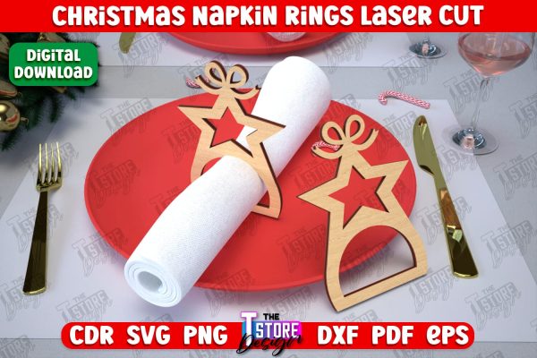 Christmas Napkin Rings Bundle | Holidays Dinner | Adornment Dining Table | Christmas Décor | CNC Files Fashion - Image 5