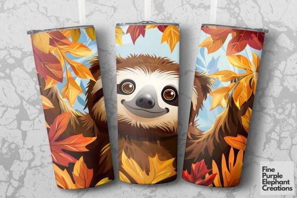 Fall Lazy Mode Sloth Sublimation Tumbler Wrap Discount
