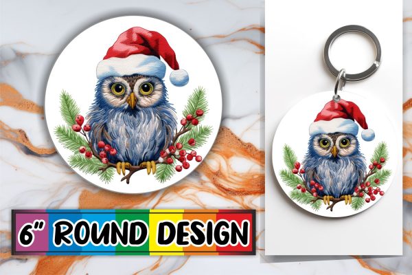 15x Round Design Sublimation Kit , Xmas Owl For Cheap - Image 2