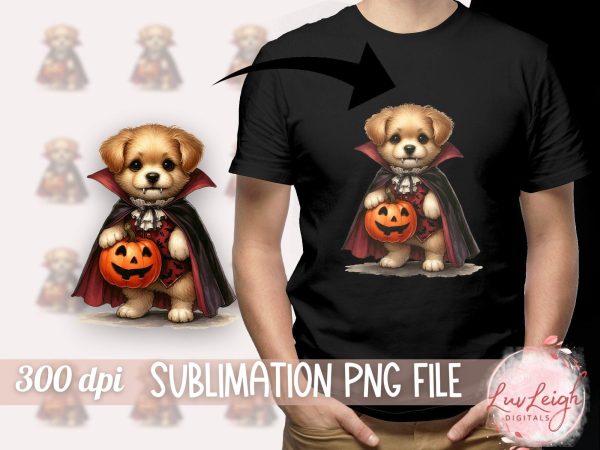 Halloween Vampire Puppy  Sublimation PNG For Cheap