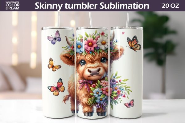Highland Cow Tumbler Wrap | Cow Wildflowers Tumbler For Cheap - Image 4