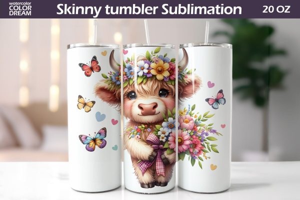 Highland Cow Tumbler Wrap | Cow Wildflowers Tumbler For Cheap - Image 3