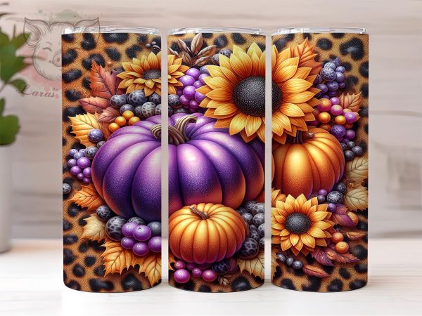 Pumpkins Fall 20 oz Skinny Tumbler Sublimation Design, Straight & Tapered Tumbler Png, Floral Fall Tumbler Png, Digital Download PNG Online now