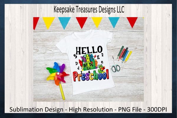 Back To School, Hello Preschool, Sublimation PNG, Back To School Children s T-Shirts, First Day of School T-Shirt, Digital Download Cheap