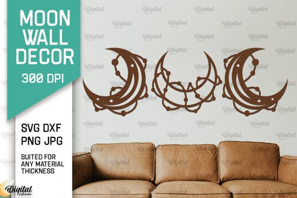 Moon Wall Art Laser Cut Design. Moon Wall Decor SVG Fashion