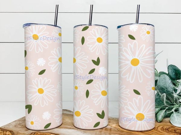 Giant Daisy 20oz Straight Tapered Tumbler Design Template for Sublimation, Full Tumbler Wrap on Sale